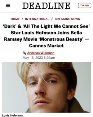 Louis Hofmann Instagram - So thrilled to be joining the fantastic cast of MONSTROUS BEAUTY written and to be directed by Romola Garai | @bellaramsey #DominicWest @negga.ruth #FionaShaw