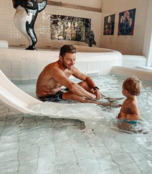 Louis Talpe Instagram - Caught in a father son conversation about how often he still needs to do this small slide before i take him on the big ones. Brave Little Lion man
