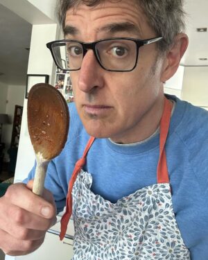 Louis Theroux Instagram - Don’t make me use this spoon on you! Sausage casserole - a Hairy Bikers recipe - adapted for what I had in the cupboard. Eg. I used rinsed baked beans instead of butter beans. 👨‍🍳