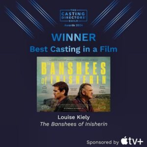 Louise Kiely Instagram - Holy Moly! Thank you to the brilliant members of the CDG. What an incredible group of talented Casting Directors, with whom to share a category. Working on THE BANSHEES OF INISHERIN was an honour & a delight. I would like to thank the brilliant Martin McDonagh, Graham Broadbent, Jo Homewood & all the cast and crew. I would also like to thank Jess Alford & Ellie Blackford at United Agents & the LKC Team; very specially Fionnuala O’Shea. 💚 PS Thank you to Sophie Hallett for reading out my thank you speech & to Jamie Dornan for presenting! #LoveIrishFilm 🐴