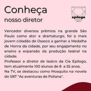 Luccas Papp Instagram - Você já conhece nosso diretor? Saiba um pouco mais sobre a carreira de Luccas Papp.

As matrículas para o 1º semestre de 2024 já estão abertas.
Entre em contato por direct ou pelo nosso WhatsApp 🎭