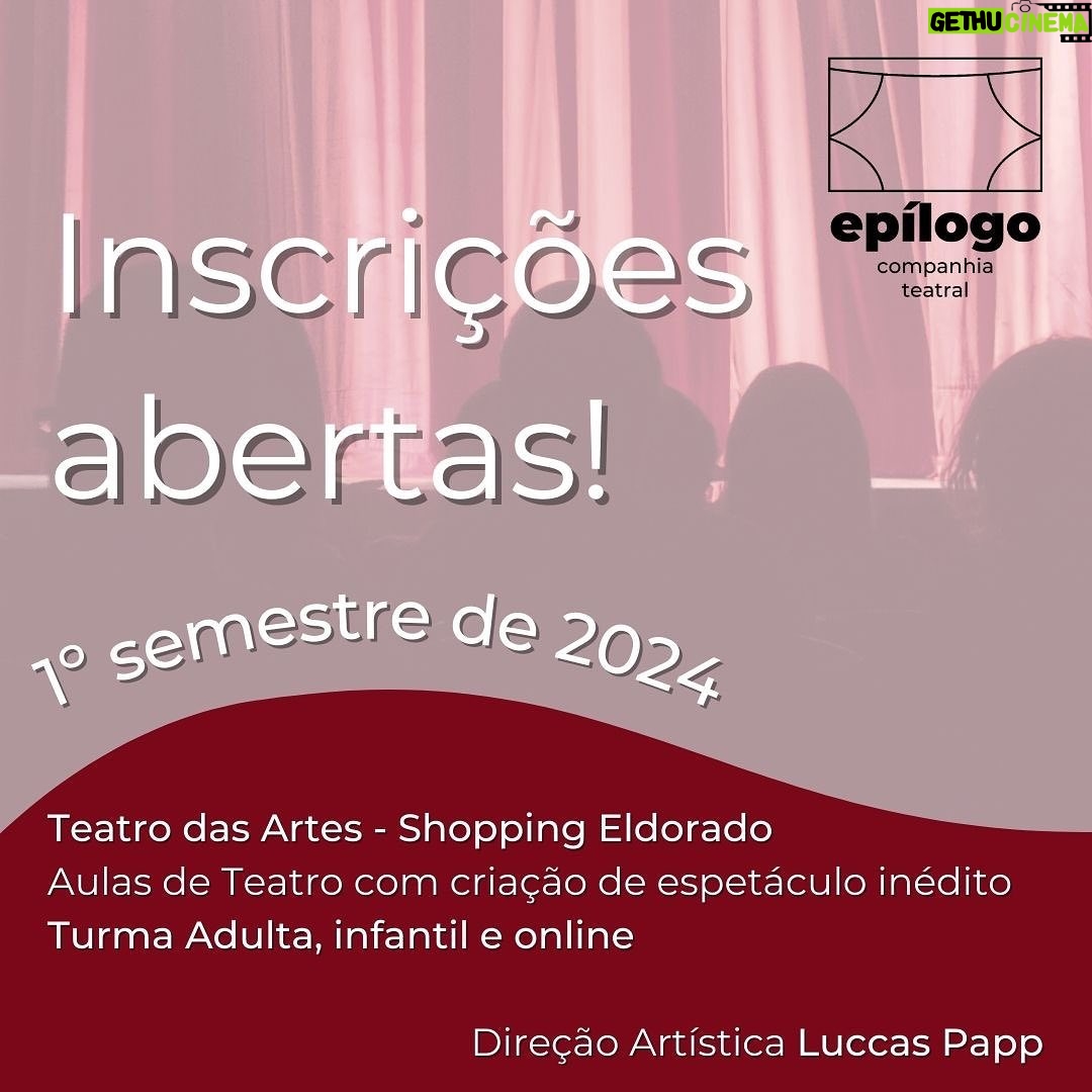 Luccas Papp - 3 Likes - As vagas para o primeiro semestre de 2024 da Cia Epilogo
estão ABERTAS!!!
Já pensou em fazer teatro? Se a resposta for sim, te convidamos a conhecer nosso trabalho!
- Oficinas semestrais montagem teatral INÉDITAS (vários dias e horários) com apresentações ao final do semestre.
- Workshops de interpretação para TV e Cinema (tarde e noite) com gravação de monólogo.
- NOVIDADE: Nova turma INFANTIL (até 13 anos), e a continuidade da Turma ONLINE! Você pode fazer parte da nossa companhia de qualquer lugar do mundo!
As aulas presenciais acontecem no Teatro das Artes do Shopping Eldorado e as remotas pela plataforma Zoom.
Escolha o melhor dia para você e se inscreva!
Quer saber mais? Chama a gente no direct ou escreva “eu quero!” aqui nos comentários.
Mas corra! As vagas são limitadas! Te esperamos!