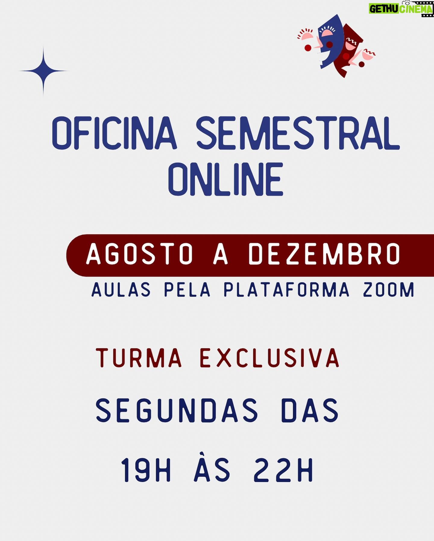 Luccas Papp - 3 Likes - As vagas para o segundo semestre de 2024 da Cia Epilogo estão ABERTAS!!!
Já pensou em fazer teatro? Se a resposta for sim, te convidamos a conhecer nosso trabalho!
- Oficinas semestrais montagem teatral INÉDITAS (vários dias e horários) com apresentações ao final do semestre e festival de teatro com premiação.
- Workshops de interpretação para TV e Cinema (tarde e noite) com gravação de monólogo.
- Turma INFANTIL (até 13 anos), e a continuidade da Turma ONLINE! Você pode fazer parte da nossa companhia de qualquer lugar do mundo!
As aulas presenciais acontecem no Teatro das Artes do Shopping Eldorado e as remotas pela plataforma Zoom.
Escolha o melhor dia para você e se inscreva!
Quer saber mais? Chama a gente no WhatsApp que está na nossa bio ou escreva “eu quero!” aqui nos comentários.
Mas corra! As vagas são limitadas! Te esperamos!