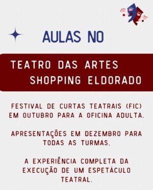 Luccas Papp Instagram - As vagas para o segundo semestre de 2024 da Cia Epilogo estão ABERTAS!!!
Já pensou em fazer teatro? Se a resposta for sim, te convidamos a conhecer nosso trabalho!

- Oficinas semestrais montagem teatral INÉDITAS (vários dias e horários) com apresentações ao final do semestre e festival de teatro com premiação.

- Workshops de interpretação para TV e Cinema (tarde e noite) com gravação de monólogo.

- Turma INFANTIL (até 13 anos), e a continuidade da Turma ONLINE! Você pode fazer parte da nossa companhia de qualquer lugar do mundo!

As aulas presenciais acontecem no Teatro das Artes do Shopping Eldorado e as remotas pela plataforma Zoom.

Escolha o melhor dia para você e se inscreva!
Quer saber mais? Chama a gente no WhatsApp que está na nossa bio ou escreva “eu quero!” aqui nos comentários.

Mas corra! As vagas são limitadas! Te esperamos!
