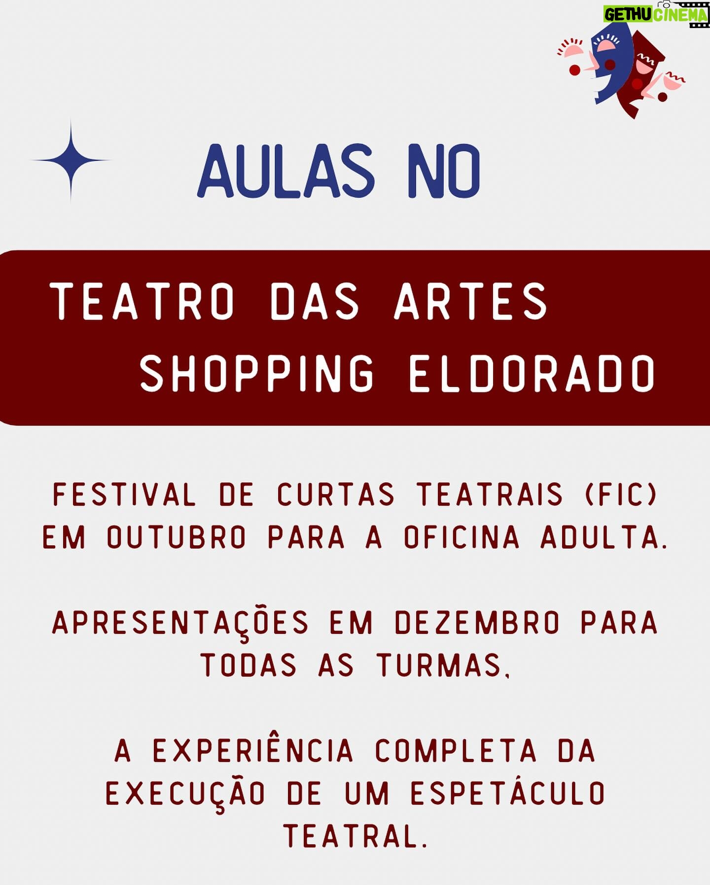 Luccas Papp - 3 Likes - As vagas para o segundo semestre de 2024 da Cia Epilogo estão ABERTAS!!!
Já pensou em fazer teatro? Se a resposta for sim, te convidamos a conhecer nosso trabalho!
- Oficinas semestrais montagem teatral INÉDITAS (vários dias e horários) com apresentações ao final do semestre e festival de teatro com premiação.
- Workshops de interpretação para TV e Cinema (tarde e noite) com gravação de monólogo.
- Turma INFANTIL (até 13 anos), e a continuidade da Turma ONLINE! Você pode fazer parte da nossa companhia de qualquer lugar do mundo!
As aulas presenciais acontecem no Teatro das Artes do Shopping Eldorado e as remotas pela plataforma Zoom.
Escolha o melhor dia para você e se inscreva!
Quer saber mais? Chama a gente no WhatsApp que está na nossa bio ou escreva “eu quero!” aqui nos comentários.
Mas corra! As vagas são limitadas! Te esperamos!