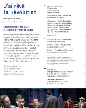 Luce Mouchel Instagram - Sur scène à partir de ce jeudi au théâtre de l’Épée de Bois pour rêver la révolution 🎭