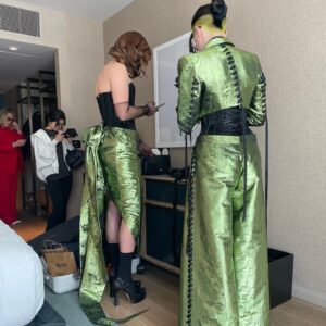 Lucy Moss Instagram - GRAMMYS - LOOK 1 

trying out this new thing where i take myself incredibly seriously what do we think

colleague: @thetobymarlow 
outfit: @wiederhoeft_ 
hair: @nevadastyles 
make up: @alliesmithmakeup 
photos (the fancy nice ones): @stolenbesos