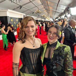 Lucy Moss Instagram - GRAMMYS - LOOK 1 

this is what we wore to the gramophone awards

colleague: @thetobymarlow 
outfit: @wiederhoeft_ 
hair: @nevadastyles 
make up: @alliesmithmakeup 
photos (the fancy nice ones from the hotel): @stolenbesos
