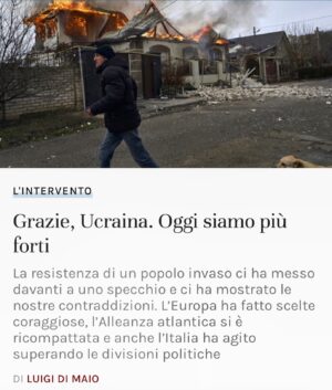 Luigi Di Maio Instagram - Vi propongo il mio articolo pubblicato oggi su @ilfoglio sulla situazione in Ucraina 🇺🇦 a oltre 10 mesi dall’inizio della guerra.