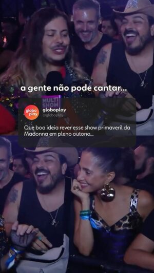 Luís Lobianco Instagram - A Bebel não perderia a chance de rever esse show por nada, por que você perderia? 😅 Nesse final de semana, você tem um encontro marcado comigo e com @multishow para rever o showzaço da Queen Madonna! Sábado, dia 11/05, às 21h, e domingo, dia 12/05, às 20h. Tô te esperando, hein? 😉 #MadonnaNoGloboplay

#PraTodosVerem:
Vídeo em que Marcus Majella entrevista Luis Lobianco e Camila Pitanga na plateia do show da Madonna - The Celebration Tour in Rio. Por cima do vídeo, há um tweet que diz: Que boa ideia rever esse show primaveril da Madonna em pleno outono…