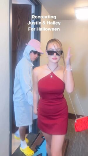 Luke Eich Instagram - Recreating the red dress and groutfit from the Biebs 👻