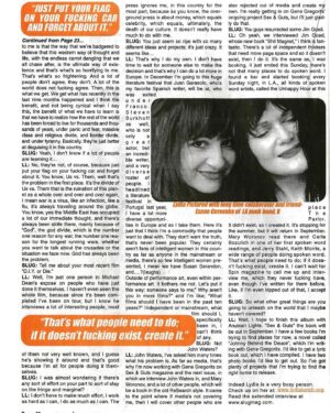 Lydia Lunch Instagram - An interview with Lydia in SLUG [Salt Lake Under Ground] no.164 (August 2002)

#lydialunch