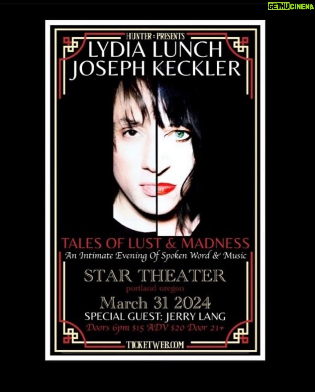 Lydia Lunch - 456 Likes - After 12 dates in Australia, Lydia and @josephkeckler will be heading off to touring the Pacific North West and Canada!
All tour dates and ticket info can be found at www.josephkeckler.com
Photo by: Jasmine Hirst @artbyjasminehirst
#lydialunch #josephkeckler