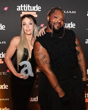 MNEK Instagram - yep @attitudemag awards last night ✨ got to give the music award to my love @beckyhill, dance the night away small small and show off the ever growing tattoo obsession🤠
 
thank you @stevie.gatez @moomalproartist @boombasticbraids  @chalukya 
@clappeddeslondon
@pherahs for making me feel beautiful ❤️❤️