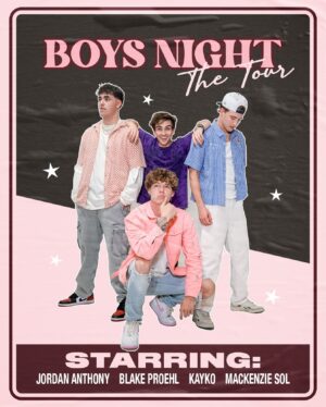 Mackenzie Sol Instagram - BOYS NIGHT: THE TOUR!! 

It’s official! We are all going on tour!
Drop your best guesses of where we are going in the comment section 👀

Join our BOYS NIGHT: THE TOUR discord for updates
#ontour #boysnight #boysnightthetour