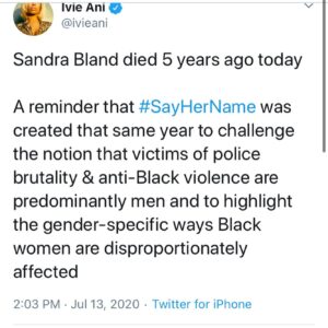 Madeline Weinstein Instagram - 5 years ago today, Sandra Bland #sayhername

The article pictured in the last photo is searingly beautiful writing, and I really recommend reading today or any day.