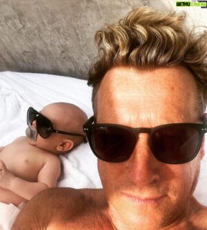 Magnús Scheving Instagram - My son in the sun … #Minimi 😎