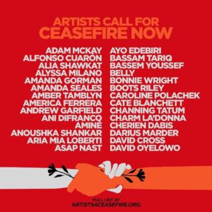 Mahershala Ali Instagram - Artists Call for a Ceasefire Now!
Read our full letter at artists4ceasefire.org