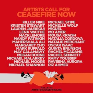 Mahershala Ali Instagram - Artists Call for a Ceasefire Now!
Read our full letter at artists4ceasefire.org