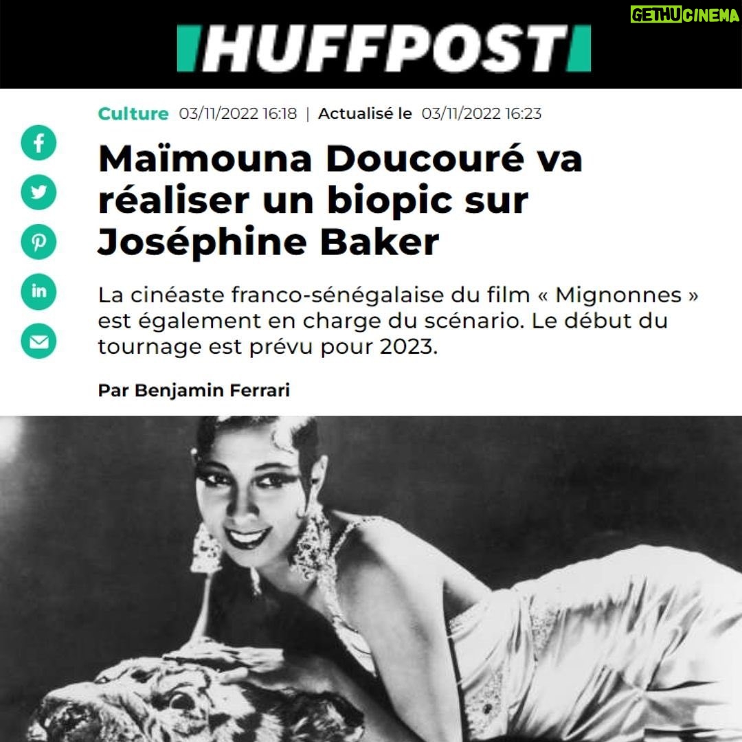 Maïmouna Doucouré - 2.7K Likes - BREAKING NEWS ! 💃🏽💃🏽💃🏽
J’attendais ce moment avec impatience… Partager avec vous cette incroyable nouvelle !
C’est un immense honneur que j’ai de raconter cette légende iconique qu’est JOSÉPHINE BAKER au cinéma !
@studiocanal @bienoubienprod @cpb_films
#josephinebaker #iconic