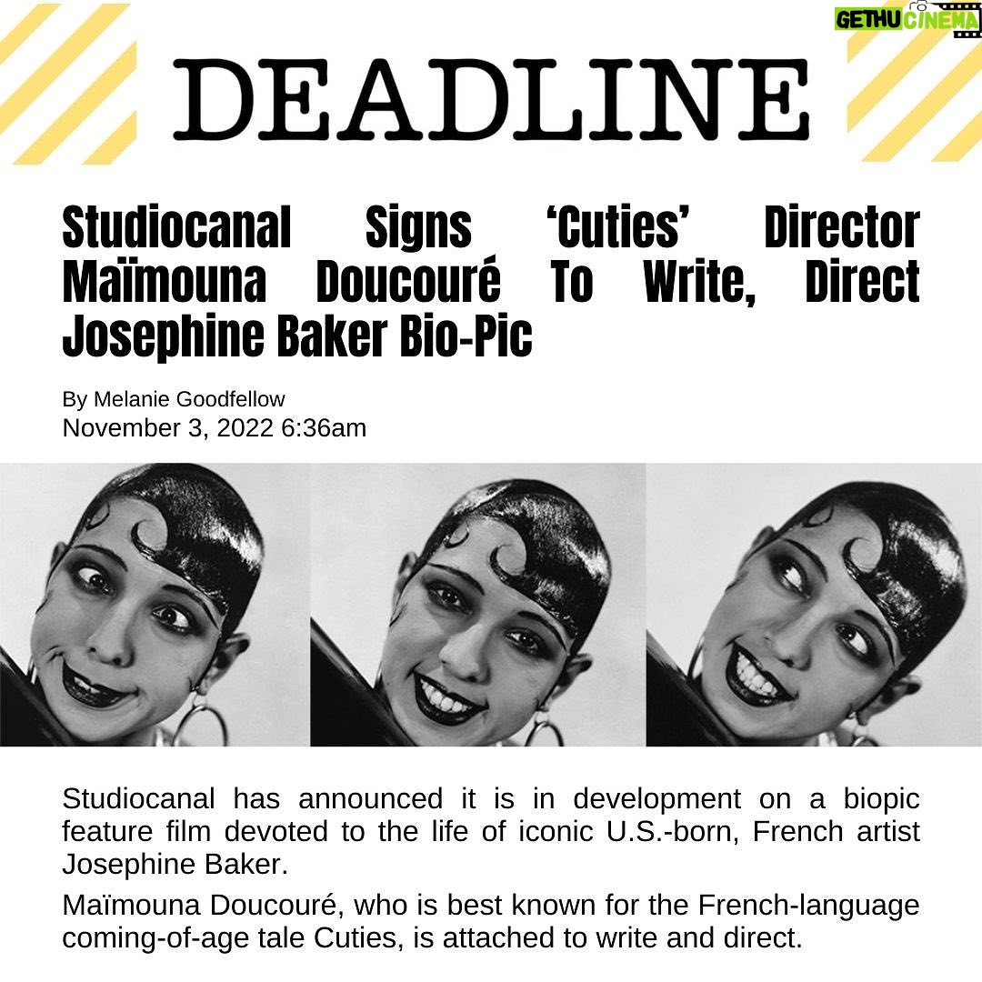Maïmouna Doucouré - 2.7K Likes - BREAKING NEWS ! 💃🏽💃🏽💃🏽
J’attendais ce moment avec impatience… Partager avec vous cette incroyable nouvelle !
C’est un immense honneur que j’ai de raconter cette légende iconique qu’est JOSÉPHINE BAKER au cinéma !
@studiocanal @bienoubienprod @cpb_films
#josephinebaker #iconic