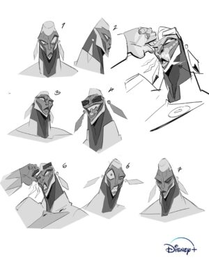 Malcolm Wope Instagram - MKHUZI the Spirit Racer: Concept Art (OGUN)

The early stages of this project was really fun. Myself and @pandaexclamated really tried to synthesize our styles to come up with the characters. 
In designing the Aliens we wanted to lean into African masks and mythology. 
Ogun was the character I did the most crafting on, based on the nigerian god of Iron in yoruba culture. Very fighting for our prideful racing overlord.

Check out the short film on 
@disneyplus 

All works owned by #disneyplus

#kizazimoto #characterdesign #conceptart #animation #Disneyplus