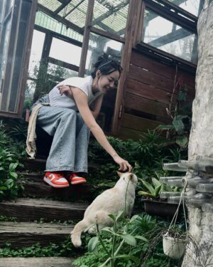 Man-Ting Chiao Instagram - -
單獨 不是孤單的
而是接受內心存在的光

有海有貓有植物有光
和一群能彼此接住的人

我們大不相同卻相處的自在

今天的我 ，溫暖幸福且感覺被愛著🤍✨

開工大吉🧧 🐲探吉✨

@lexin.2020 

#春遊 
#幸せ 
#ootd