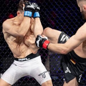 Mandy Böhm Instagram - 💥 KILLER goes semifinals with a BANG ‼️ 
Khurshed entscheidet den ersten Kampf im PFL Bantamweight Turnier in der dritten Runde durch K.O für sich und zieht somit ins Halbfinale ein. 
Brutale Leistung, Präzision und Power 🦾🔪
Wir sind Stolz auf dich KILLER 🥷🏻
Danke an Coach @dennisdavismma  #teamworkmakesthedreamwork #xcmma #lasvegas #gelsenkrichen #mma #monsteracademy #champion #germmany