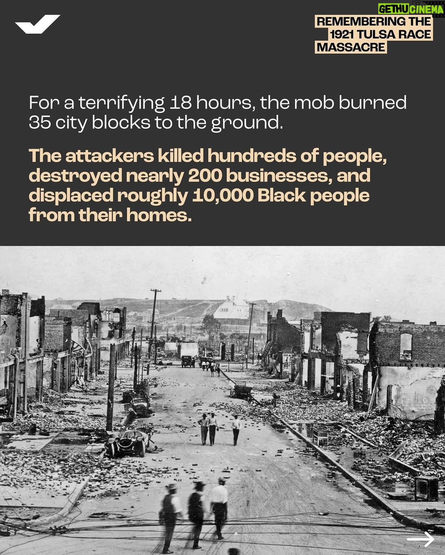 Mandy Patinkin - 5.4K Likes - Repost from @whenweallvote on 5/31
•
“I have lived through the massacre every day. Our country may forget this history, but I cannot.” – Viola “Mother” Fletcher, oldest known survivor of the 1921 Tulsa Race Massacre.
We will never forget this history, Mother Fletcher. On its 103rd anniversary, we honor the lives of the #TulsaRaceMassacre victims and the legacy of The Greenwood District — a community that exemplified the power of Black excellence, Black success, and Black freedom.