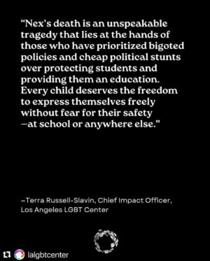 Mandy Patinkin Instagram - Repost from @amberscloset
•
The angry tears I have cried over this…we will fight for you Nex🙏🏽

#Repost @lalgbtcenter with @use.repost
・・・
#NexBenedict, a 16-year-old nonbinary student and member of the Choctaw nation, tragically lost their life earlier this month following a physical altercation at their Oklahoma school. Nex, a victim of bullying due to their gender identity, succumbed to the consequences of a hostile environment. Our Chief Impact Officer, Terra Russell-Slavin, decries the impact of bigoted policies on students’ safety and education, saying, “Every child deserves the freedom to express themselves freely without fear for their safety—at school or anywhere else.” Swipe to read Nex’s story and the broader issues it reveals. For resources and support against discrimination or violence, visit the link in our bio. #JusticeForNex
