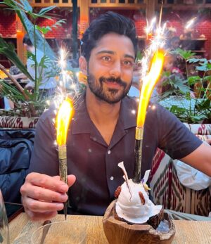 Manish Dayal Instagram - Officially old enough to order the coconut desert option. Thank you for the birthday wishes, my friends. Much love 🎉