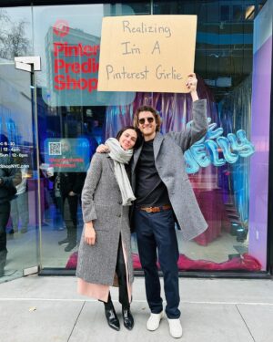 Marie-Joëlle Parent Instagram - Thank you @dudewithsign for coming to our Pinterest Predicts pop-up shop today! Open until Sunday in the Meatpacking District if you’re in town!