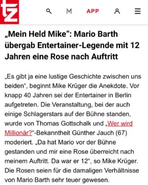 Mario Barth Instagram - Meine heimliche Liebe zu Mike Krüger. Jetzt ist es raus.