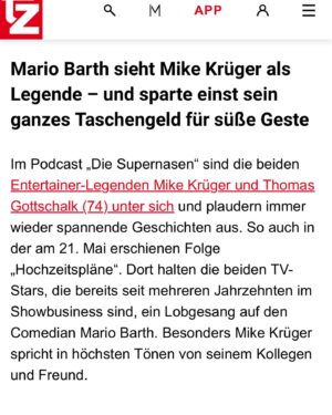 Mario Barth Instagram - Meine heimliche Liebe zu Mike Krüger. Jetzt ist es raus.
