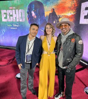 Marion Dayre Instagram - All episodes of ECHO will be released in just a few hours on Disney  and Hulu! 

We poured our hearts into this story, this project, these characters. We’re so excited to share them with you.

Here are just a few of our incredible writers at last night’s premiere. Thank you for your support!!