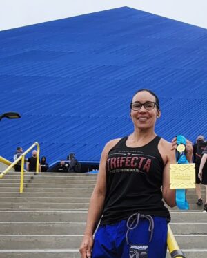Marion Reneau Instagram - Double GOLD this weekend! 🥇🥇
It goes without saying, "Most things come full circle!" To compete where I feel my life truly started is a dream! Competing at @csulongbeach now as a Jiu Jitsu player and no longer a track athlete is always surreal. So, MANY memories were made. So many lessons were learned. All opportunities NEVER taken for granted. 🙏🏽🙏🏽
My team, my coaches, and my community keep me grounded, humble, and MOTIVATED. 
Next stop...MASTER WORLDS 🌎 😎 
.
#TRIFECTAMMA #CHANGETHEGAME #LOGICBJJ 
#MarionReneau #TeamReneau #Belizean #BelizeanBruiser #BlackBelt #retiredlife #ForFun #Visalia #hardwork