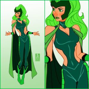 Mark Brooks Instagram - D-fied X-men day 51. Still X-factor/GenX week so here’s another Magnus family member and Mistress of Magnetism Polaris. She seems to be wondering why her costume is just a green version of Scarlet Witch’s. Who’s next?