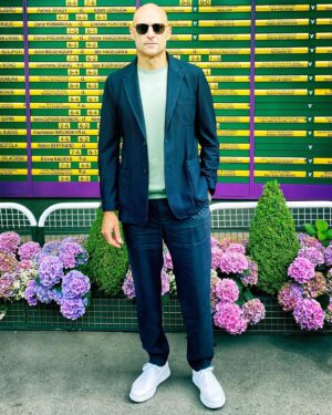 Mark Strong Instagram - Great time at Wimbledon yesterday watching the men’s quarter finals. Thanks so much to @jaguar for the tickets and to @giorgioarmani for the beautiful threads. The tennis football combo made it a wonderful day..
#wimbledon #jaguar #giorgioarmani
