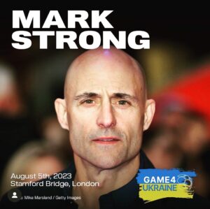 Mark Strong Instagram - This is going to be amazing! Tickets available now at www.Game4Ukraine.com. So many incredible legends and icons from the world of TV sport film and music giving their time to raise money to begin re-building schools across Ukraine. Beginning with the Mykhailo-Kotsiubynskyi school in Chernihiv Oblast hit by missiles on March 4 2022. There’s also an extended half-time show with live performances from Tim Grennan, The Pretenders, Tom Walker, Melanie C and more.. @game4ukraine #football #footballgame #game4ukrainematch