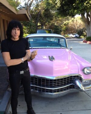 Marky Ramone Instagram - Good morning. T.B.T🐸 drove this on the L.A. freeway. Hard to stop. Brake drums. 5000 pounds. 55 Cadillac coupe Deville 👍🏻