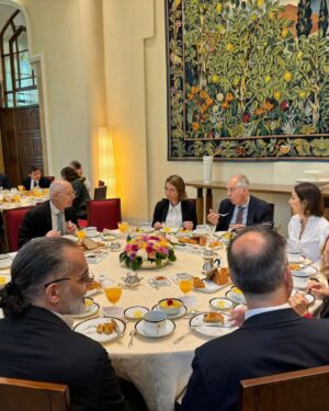 Maroun Chedid Instagram - A morning of indulgence and elegance at an exclusive breakfast gathering at Résidence des Pins hosted by the French Ambassador and his wife.
It was great to meet all the Lebanese & French entrepreneurs and chefs participating @horecashow Lebanon 2024.