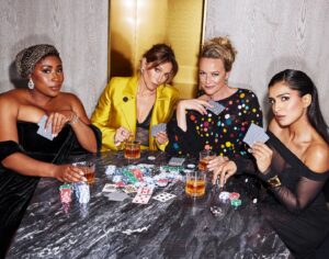 Marta Dusseldorp Instagram - Playing poker with these incredible powerhouses:
Chika Ikogwe
@karvanclaudia
@pallavisharda

In @stellarmag on stands today

Photography
@stevenchee

Interview @siobhan.duck 

Editor-in-chief @sarahlemarquand

I'm wearing @romancewasborn
H&M @juliecooper_makeup