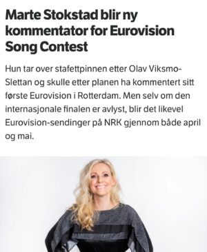 Marte Stokstad Instagram - Stor stas å nesten-debutere som kommentator for Eurovision Song Contest!