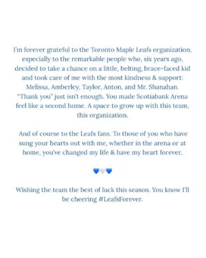 Martina Ortiz Luis Instagram - 💙. @mapleleafs #LeafsNation #LeafsForever