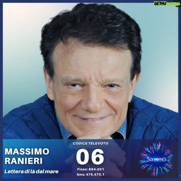 Massimo Ranieri - 5.4K Likes - Lettera di lĆ dal mare š š š
Codice 06!!!
4754751 SMS
894001 telefono fisso