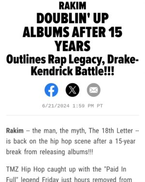 Masta Killa Instagram - Thank you @tmz_tv for the love via @thegodrakim 

"BE ILL" @thegodrakim x @official_kurupt x @mastakillamusic is now streaming worldwide   video out now!!!

Pre-Order "GODS NETWORK (REB7RTH)" now via Digital x CD x Vinyl x Cassette x More at WWW.RAKIMPRESENTS.COM 

The 1st Ever FULLY Produced   Rhymes   Cuts release from The 18th Letter and an all star cast of the industries elite!