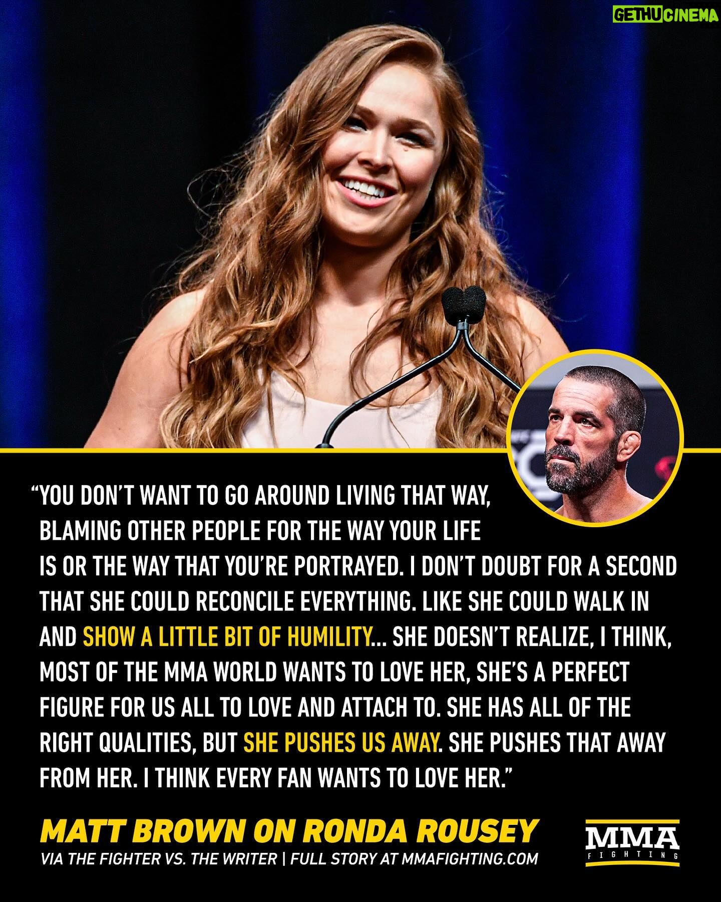 Matt Brown - 8.8K Likes - Matt Brown feels a little “humility” would help Ronda Rousey “reconcile” with the MMA world.