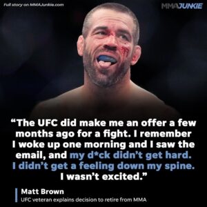 Matt Brown Instagram - Matt Brown recalls a key moment of clarity leading to his MMA retirement decision 😅 (via @thegoze, @mmajunkiegeorge)

🔗 FULL INTERVIEW IN BIO