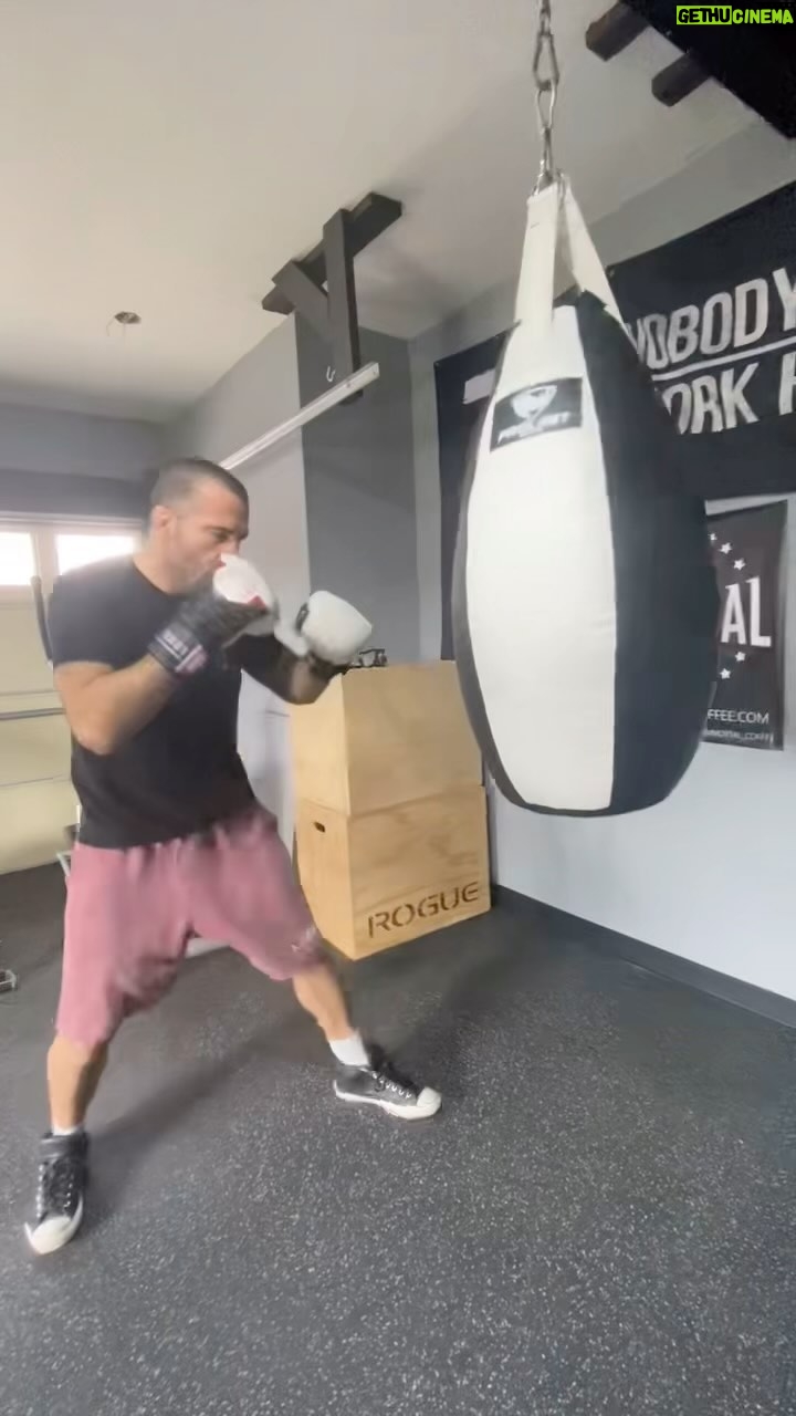 Matt Brown - 749 Likes - Talent is the floor. Hard work is the ceiling. Mini-me and me pitting in some hard work in the new garage gym. You can try this bag workout we did where we flow for 5-10 seconds, or 5-10 punches, then power shots for a combo, sometimes 1 or 2 sometimes 4 or 5. Keeps the hands flowing and still punching even when exhausted af. Then we did reps of the different punches, jabs, crosses, hooks, ups, etc. We did 3 min rounds but I’ll sometimes do 5’s or just a single 30 min round. Give it a shot some time let me know how you like it. Simple, not easy.