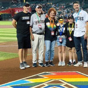 Matt Dallas Instagram - Last night I was invited to throw the opening pitch at the Arizona Diamondbacks game for #pride night. Such an honor for my hometown team to have me. It was so inspiring to look up at the thousands of fans wearing their pride so visibly. And having my family all there with me made the night that much more magical. Huge thanks to @dbacks Happy pride y’all 🌈💗🏳️‍⚧️